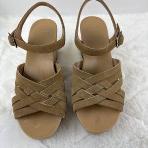 UGG Uma Wedge Y2K Chunky Suede Leather Sandal Women's Size 9
